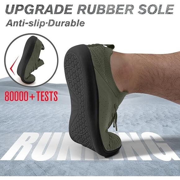 New Relxfeet Mens Size 11.5 Army Green Minimalist Wide Toe LaceUp Barefoot Shoes - Picture 3 of 5